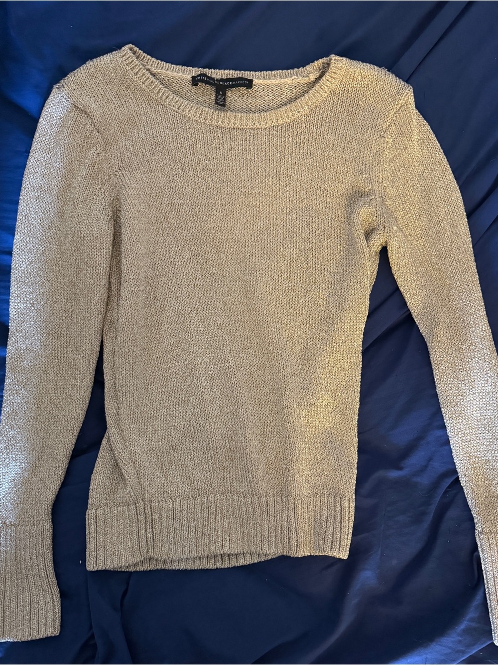 Neutral Gold Sparkle Knit Crewneck Sweater - Women